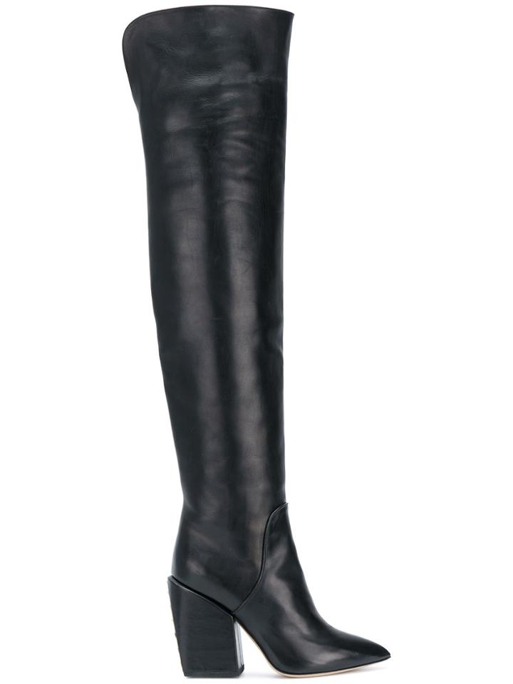 Petar Petrov Block Heel Knee Length Boots - Black