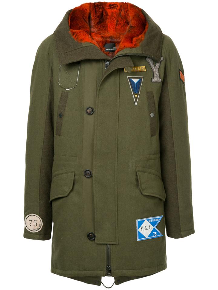 Yves Salomon Homme Appliqué Detail Coat - Green