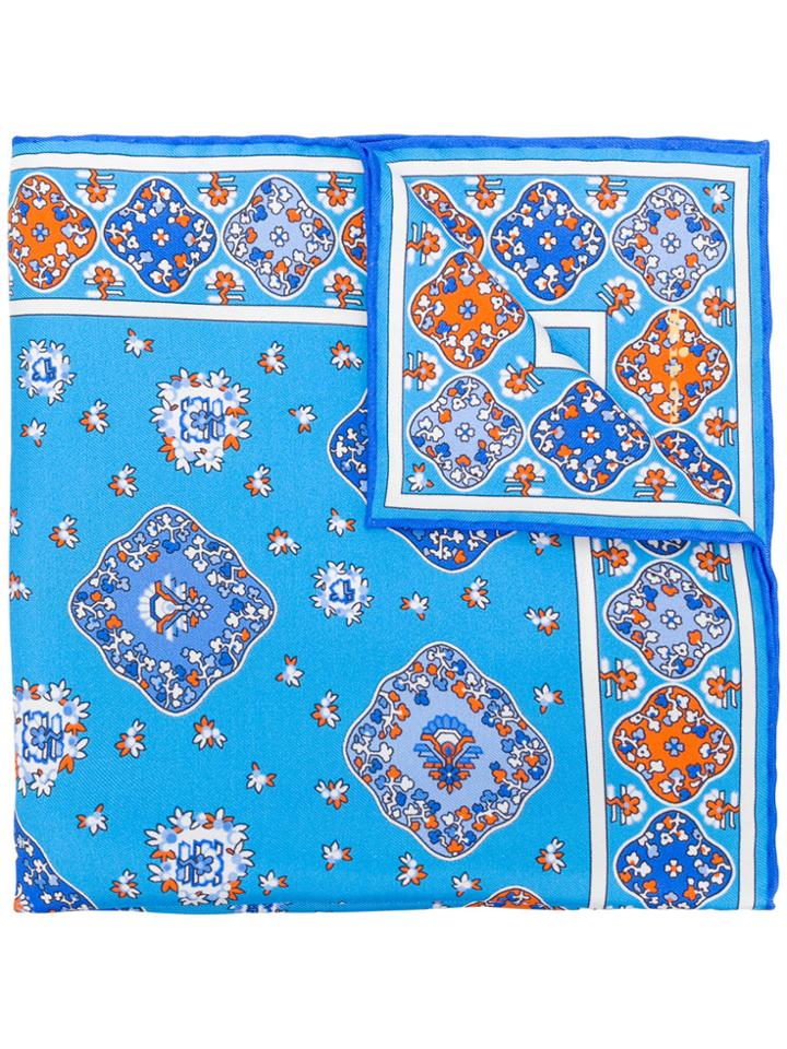 Kiton All Over Print Scarf - Blue