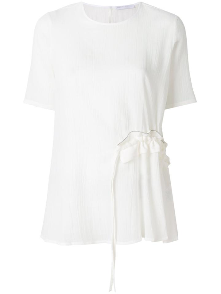Fabiana Filippi Gathered Ruffle Front T-shirt - White