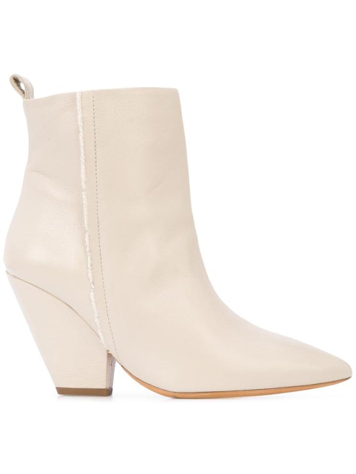 Iro Block Heel Ankle Boots - White