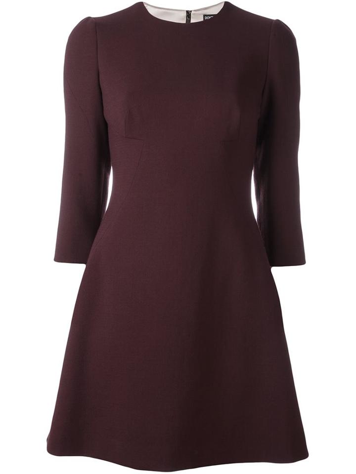 Dolce & Gabbana Flared Dress, Women's, Size: 42, Pink/purple, Silk/spandex/elastane/virgin Wool