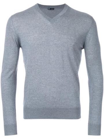 Strasburgo V-neck Jumper, Men's, Size: 50, Grey, Wool