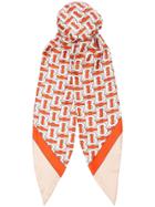 Burberry Orange Monogram Silk Hair Tie