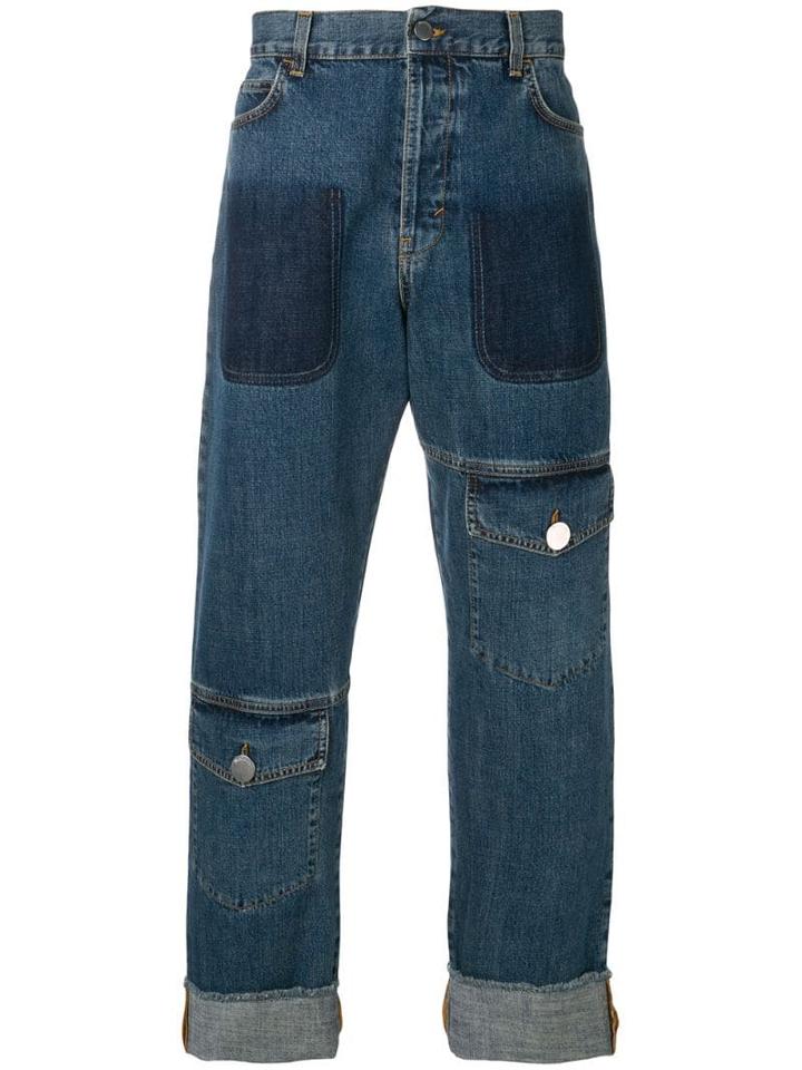 Jw Anderson Mid Blue Shaded Pocket Detail Denim Trousers