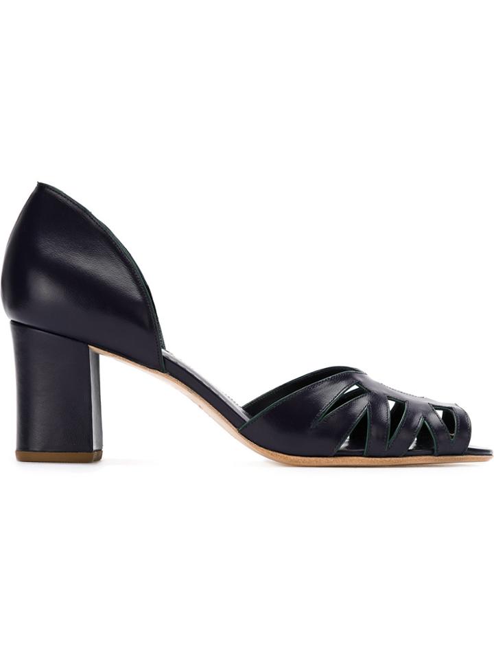 Sarah Chofakian Peep Toe Pumps - Blue