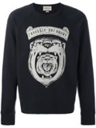 Gucci Lion Print Sweatshirt, Men's, Size: Xs, Black, Cotton