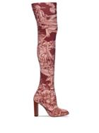 Neous Space Print Knee-high Boots - Brown