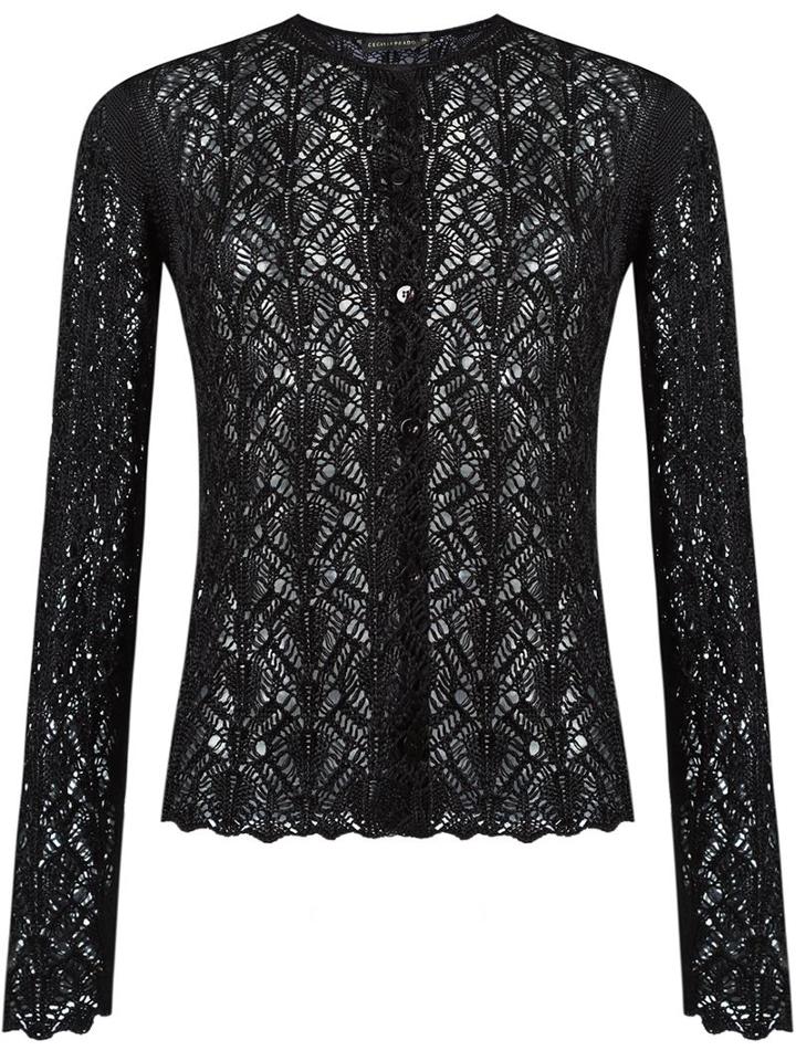 Cecilia Prado Open Knit Tricot Coat, Women's, Size: P, Black, Acrylic/viscose