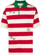 Gucci Embroidered Striped Polo Shirt