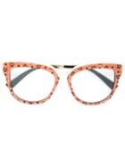 Mcm Patterned Round Frame Glasses, Yellow/orange, Acetate/metal (other)
