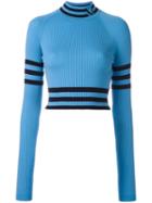 Versace Cropped High Neck Sweater, Women's, Size: 40, Blue, Spandex/elastane/wool