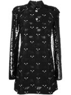 Giamba - Cat Patched Mini Dress - Women - Silk/polyester/acetate/viscose - 40, Black, Silk/polyester/acetate/viscose