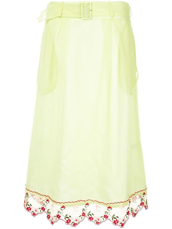 Simone Rocha Embroidered Midi Skirt - Yellow