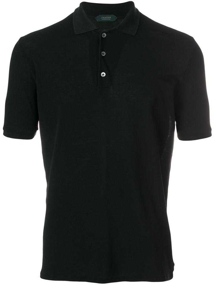 Zanone Pique Polo Shirt - Black