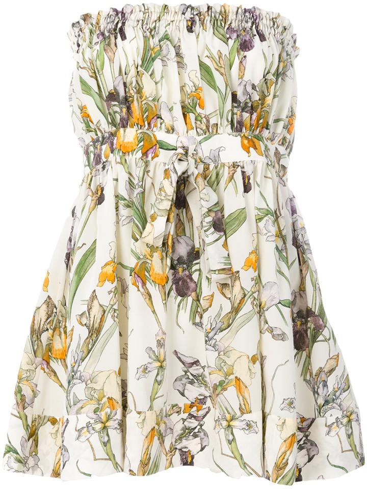 Alexander Mcqueen Flared Floral Bandeau Top - Nude & Neutrals