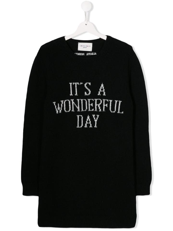 Alberta Ferretti Kids Logo Jumper Dress - Black