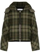 Jw Anderson Check Hooded Puffer Jacket - Green