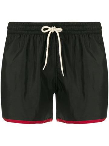 Nos Beachwear Contrast Trim Swim Shorts - Black