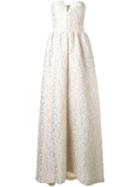 Alice+olivia Embroidered Strapless Gown
