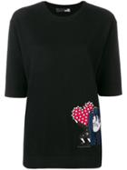 Love Moschino Cartoon Patchwork Fitted Sweater - Black