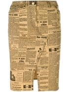 John Galliano Vintage Newspaper Theme Printed Skirt - Yellow & Orange