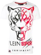 Plein Sport Tiger Print T-shirt, Size: Large, White