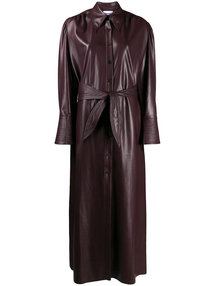 Nanushka Faux Leather Shirt Dress - Purple