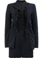 Comme Des Garçons - Ruffle Trim Long Jacket - Women - Polyester - L, Women's, Black, Polyester