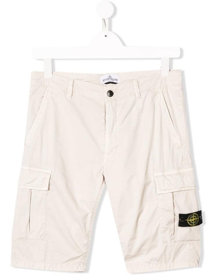 Stone Island Junior Teen Logo Cargo Shorts - Neutrals