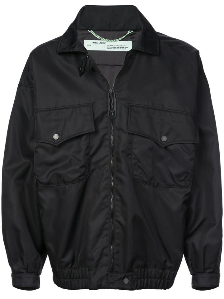 Off-white Logo Printed Bomber Jacket - Black