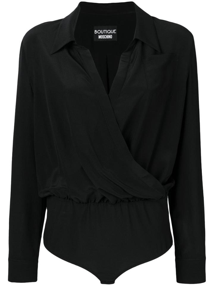 Boutique Moschino Wrapped Front Bodysuit - Black