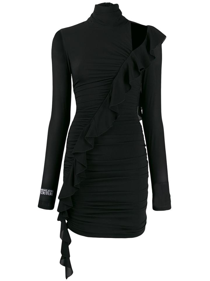 Versace Jeans Couture Ruffle Trim Dress - Black