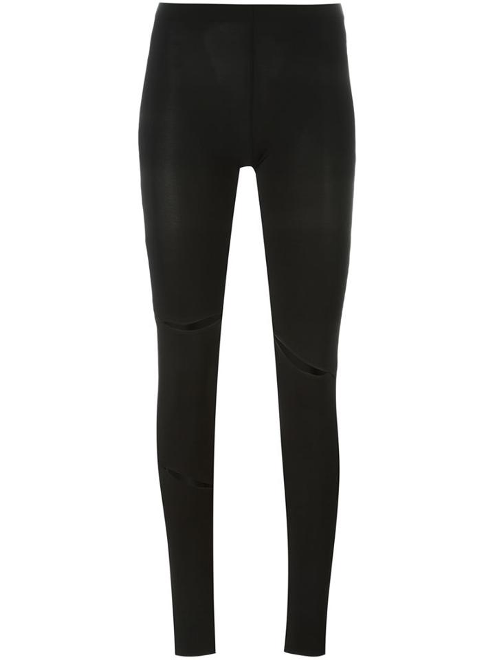Mm6 Maison Margiela Cut-out Leggings, Women's, Size: Xl, Black, Acetate/polyamide/spandex/elastane