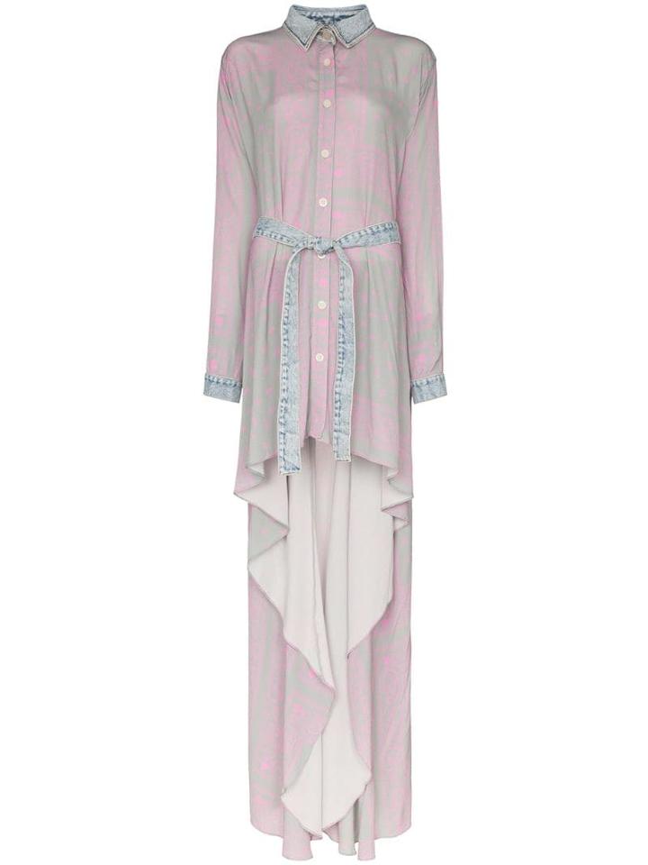 Natasha Zinko Denim-trim Asymmetric Shirt-dress - Grey