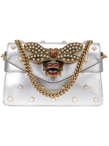 Gucci - Broadway Shoulder Bag - Women - Pearls/brass/kid Leather - One Size, Grey, Pearls/brass/kid Leather