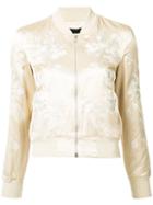 3x1 Floral Embroidery Bomber Jacket, Women's, Size: Small, Nude/neutrals, Polyester/cotton/rayon