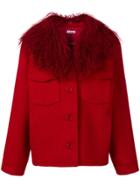 P.a.r.o.s.h. Fur Collar Single-breasted Jacket - Red