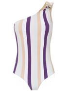 Amir Slama One Shoulder Swimsuit - Pink & Purple