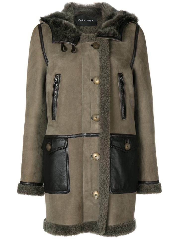 Cara Mila Kiera Shearling Coat - Green