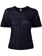 M Missoni Chevron-knit Top, Women's, Size: 38, Blue, Cotton/viscose
