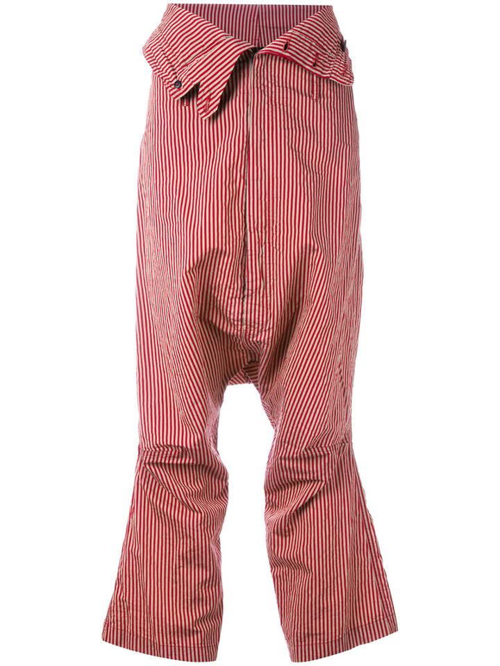 Rundholz Striped Cropped Trousers, Women's, Size: Small, Red, Cotton/silk