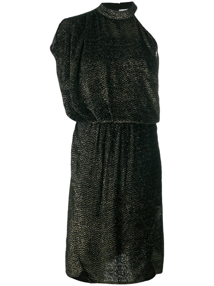 Iro One Shoulder Shimmer Dress - Black