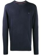 Tommy Hilfiger Logo Embroidered Sweater - Blue