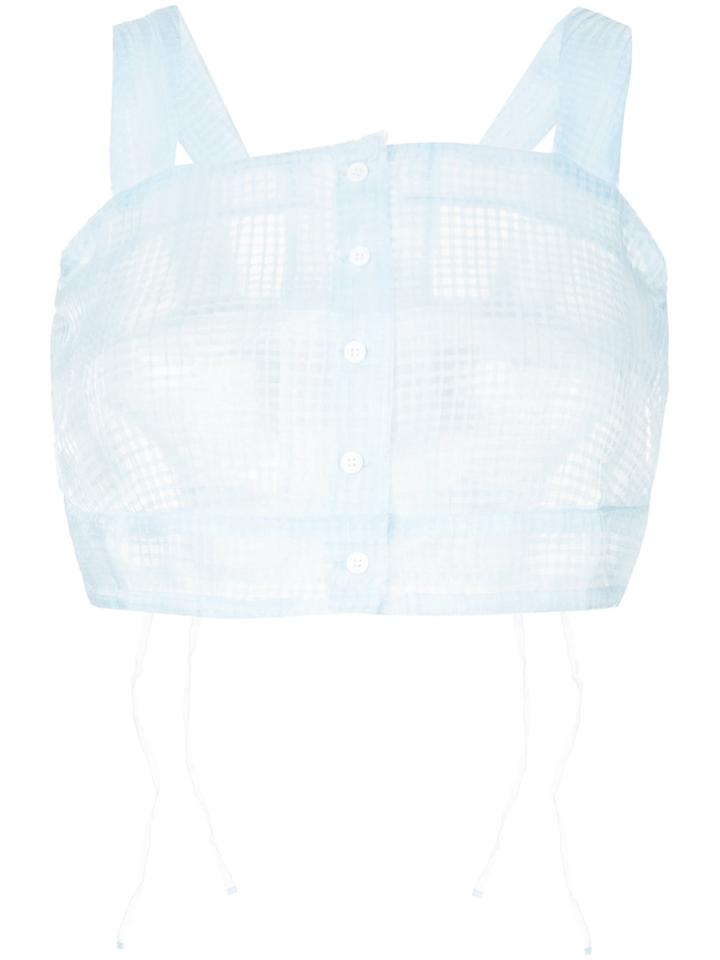 Writtenafterwards Sheer Textured Cropped Top - Blue