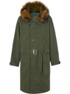 Burberry Double-faced Cotton Silk Hooded Parka With Warmer - Green