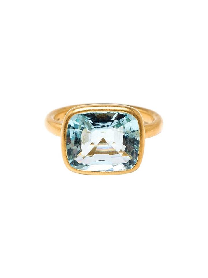 Marie Helene De Taillac 22k Yellow Gold Aquamarine Ring, Women's, Size: 5, Blue