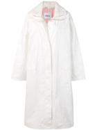 Stand Fur Collar Trench Coat - White