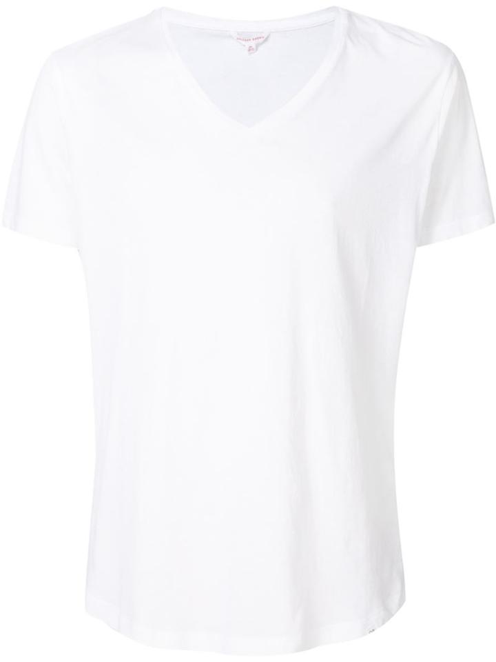 Orlebar Brown V-neck T-shirt, Men's, Size: L, White, Cotton