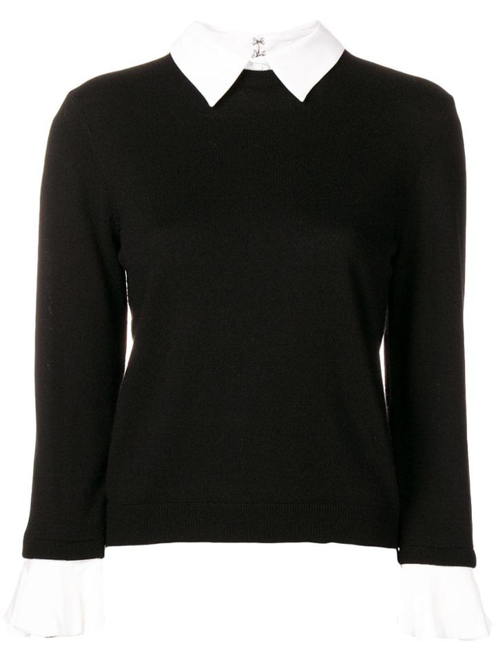 Alice+olivia Aster Ruffle Cuff Sweater - Black